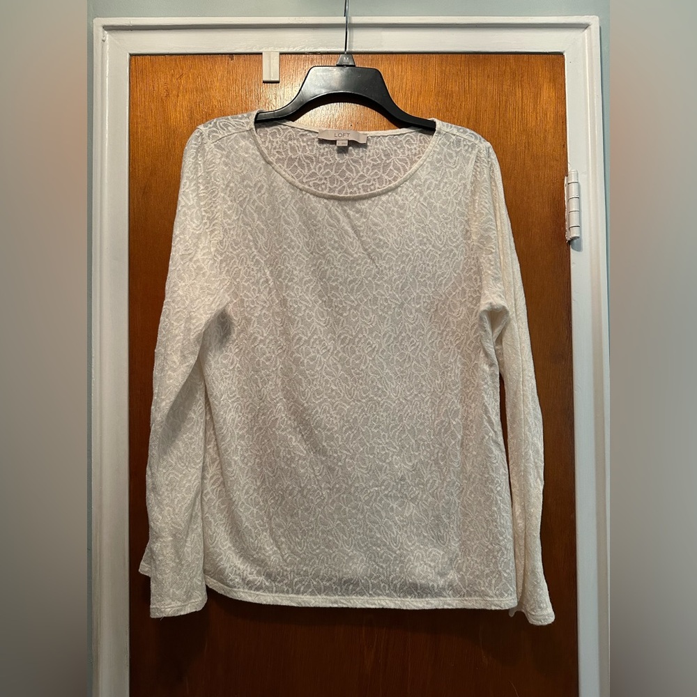 LOFT Cream Long Sleeve Blouse